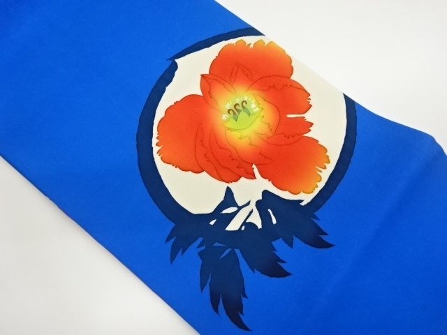 塩瀬手描き丸文に花模様名古屋帯